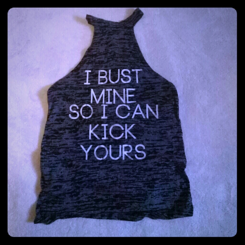 Grey and black workout shirt